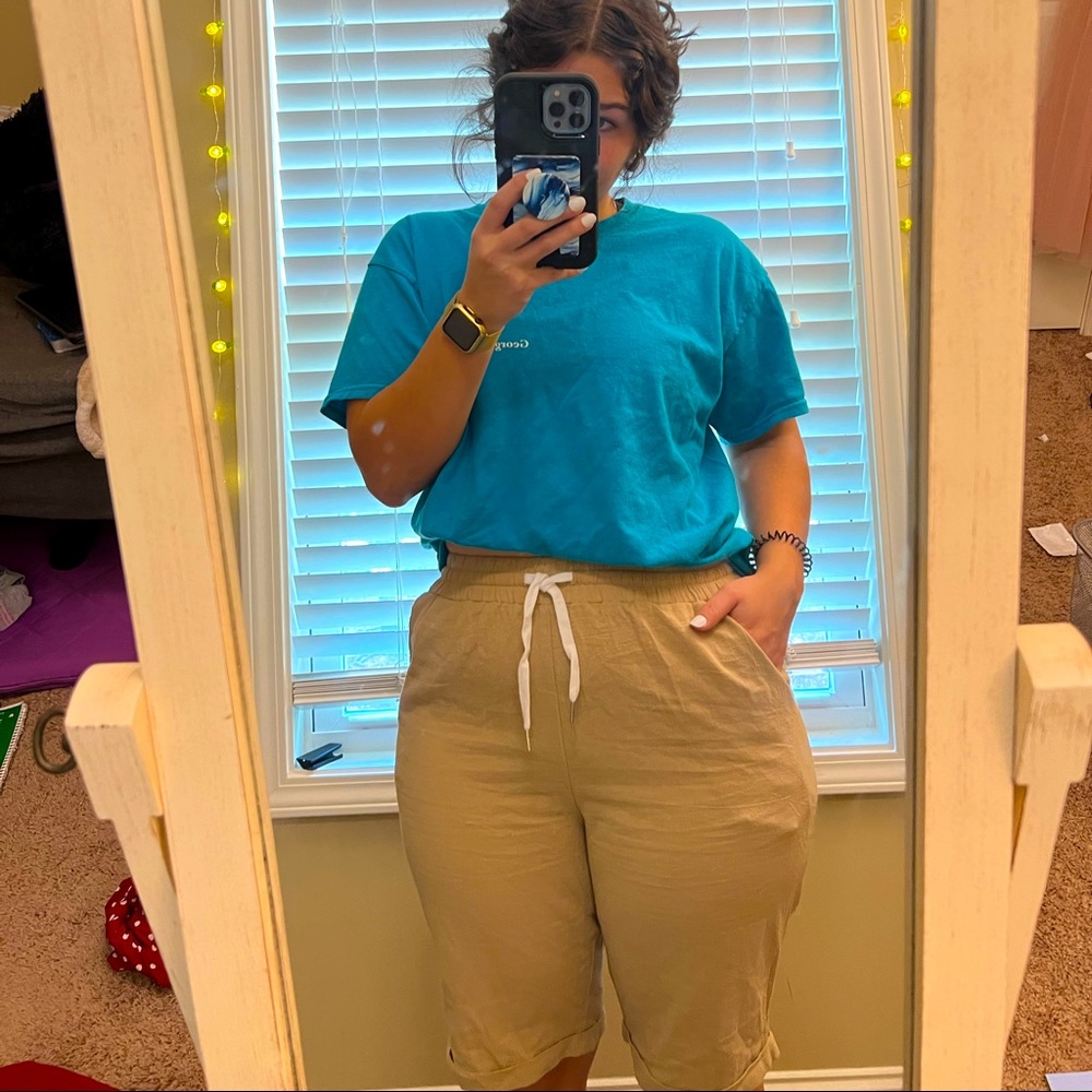Drawstring Waistpocket Khaki Shorts